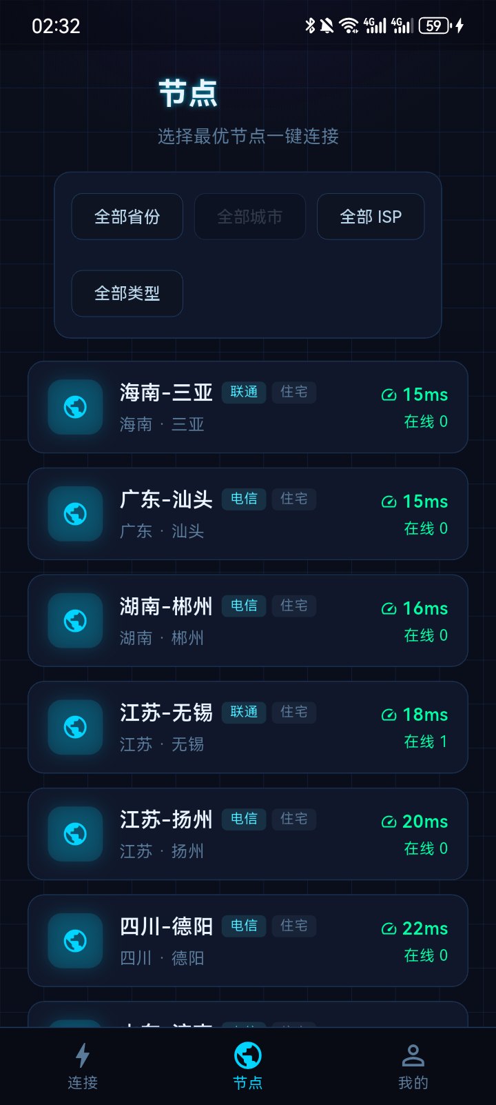 节点列表与筛选