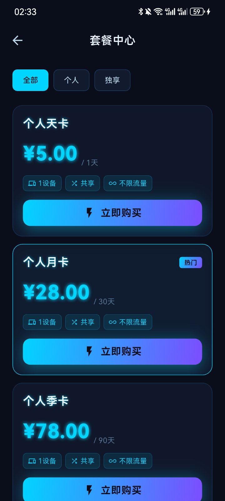 套餐列表